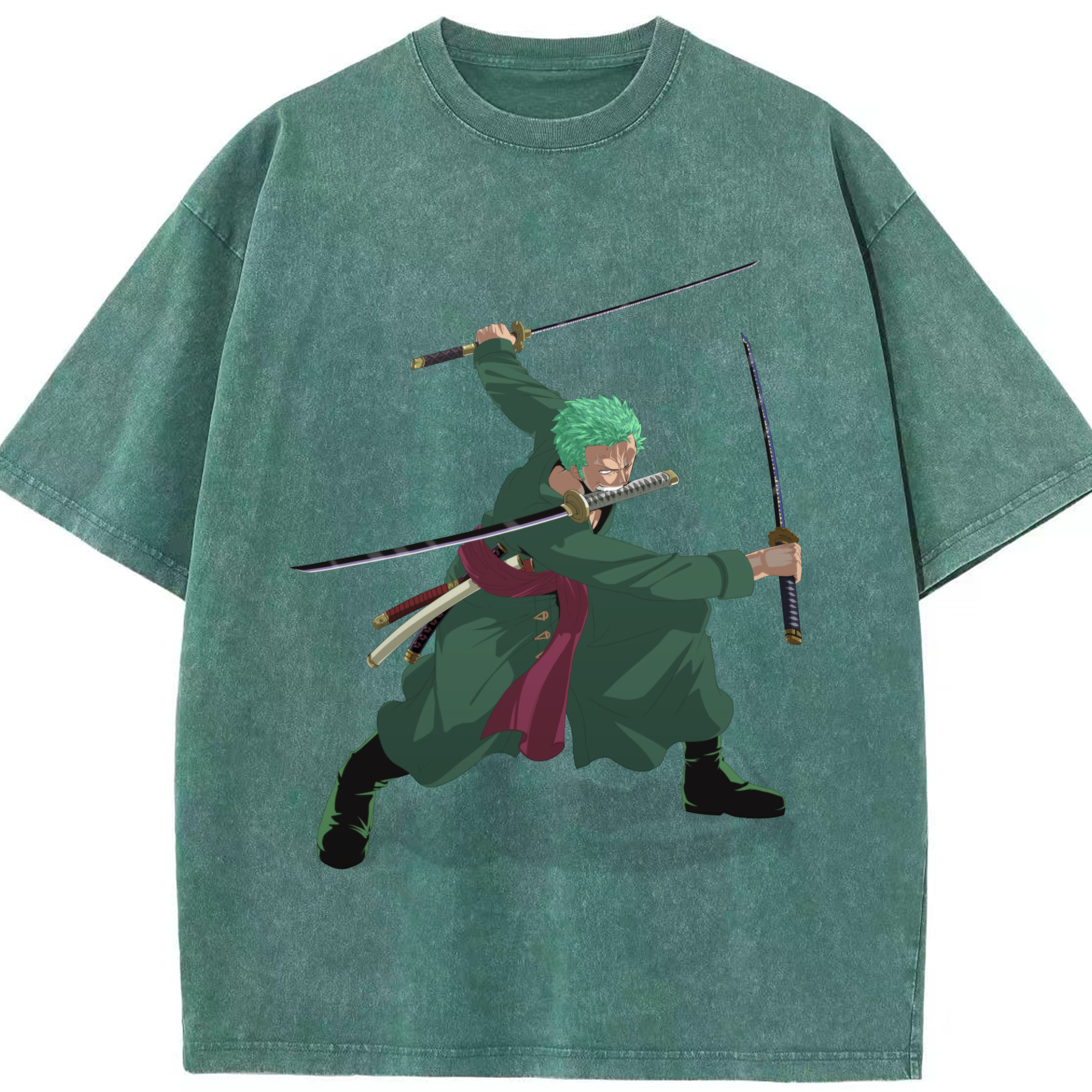 ワンピース ロロノア・ゾロ ONE PIECE Roronoa Zoro 綿100% ヴィンテージ風 半袖Tシャツ（フロントプリント）